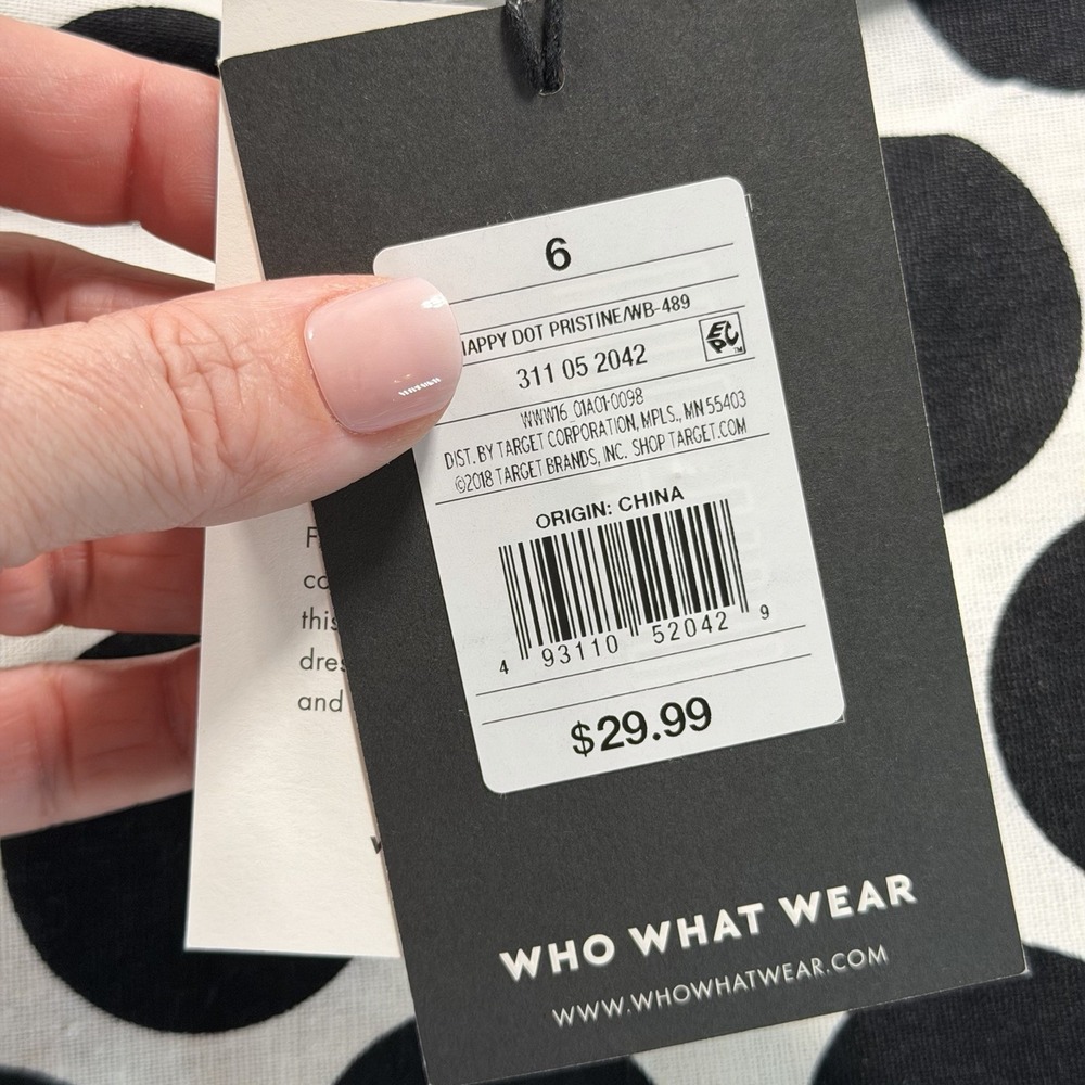 Who What Wear Black & White Polka Dot Midi Skirt NWT Linen Blend 6 - Picture 5 of 9